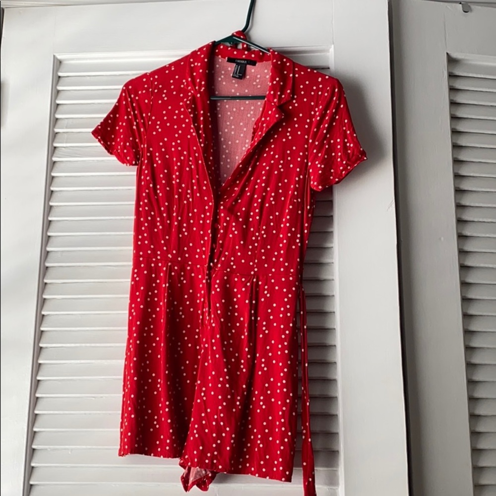 Forever 21 red polka dot romper